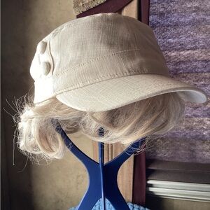 Stylish Cream Cap | With Faux Hair
